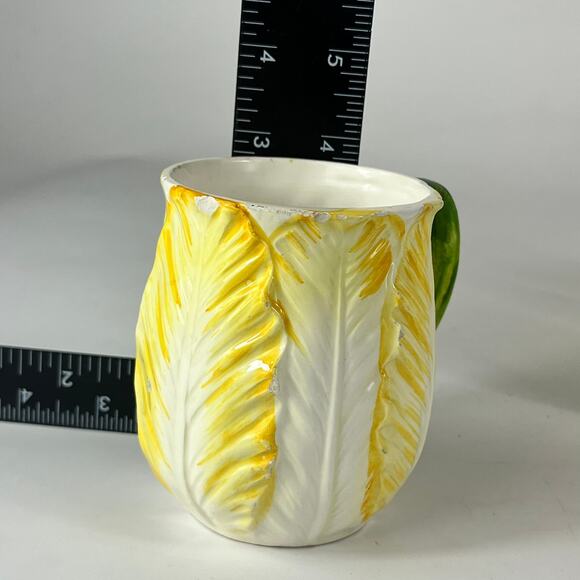 Set 4 Lefton China Yellow Cabbage Rose Coffee Mugs Retired Vtg Rare POOR 7057 - Picture 15 of 16